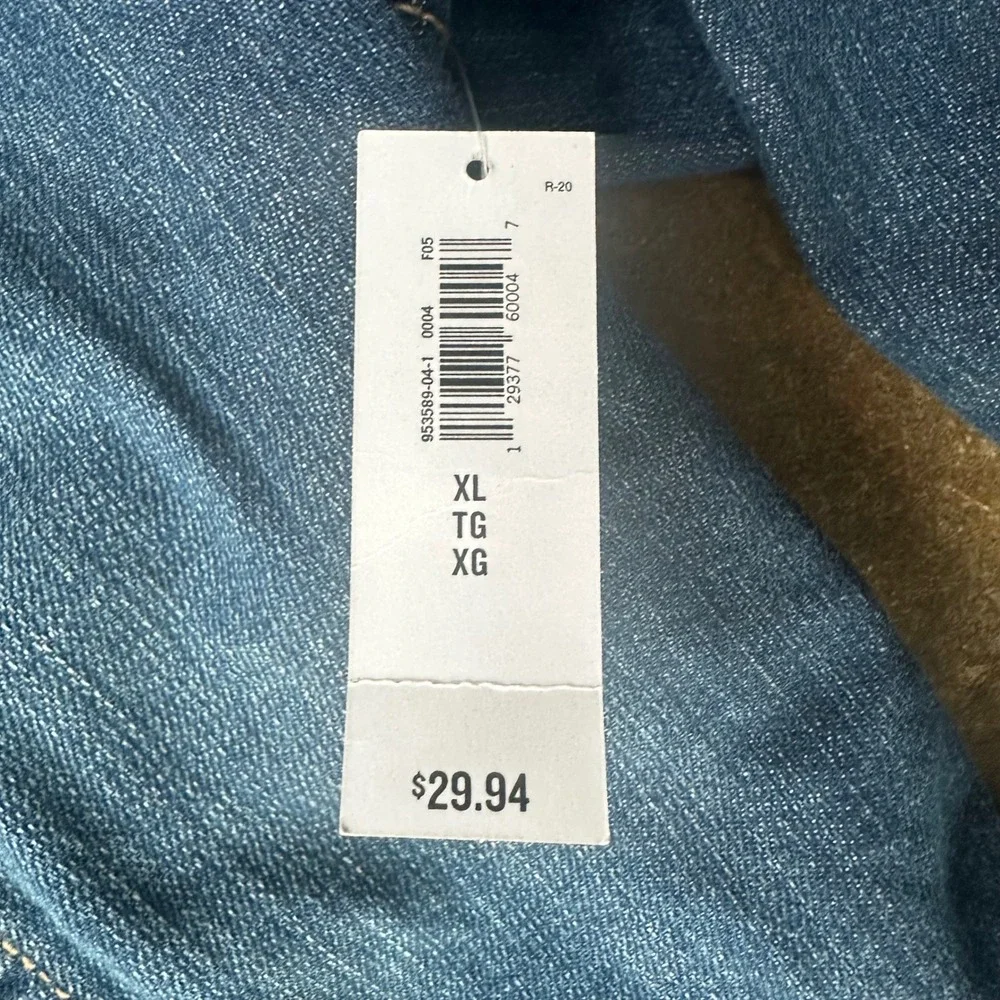 Old Navy Denim Jacket Women XL Blues Cropped Medium Wash Button Up NWT - Picture 3 of 5